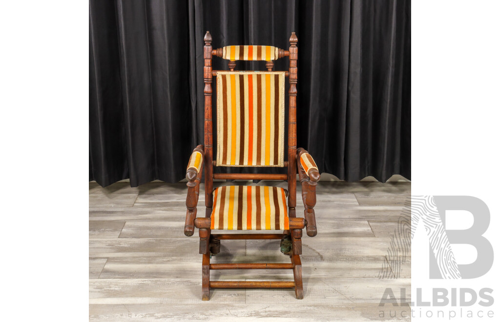 Antique Dexter Rocker with Upholstered Seat and Back