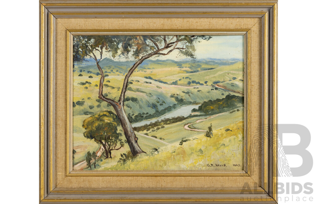Geoffrey Davis, (20th Century, Australian, 1926-), Angle Crossing, Wonderful Original Vintage Oil on Georgian Canvas Board, 44 x 52 cm (frame)