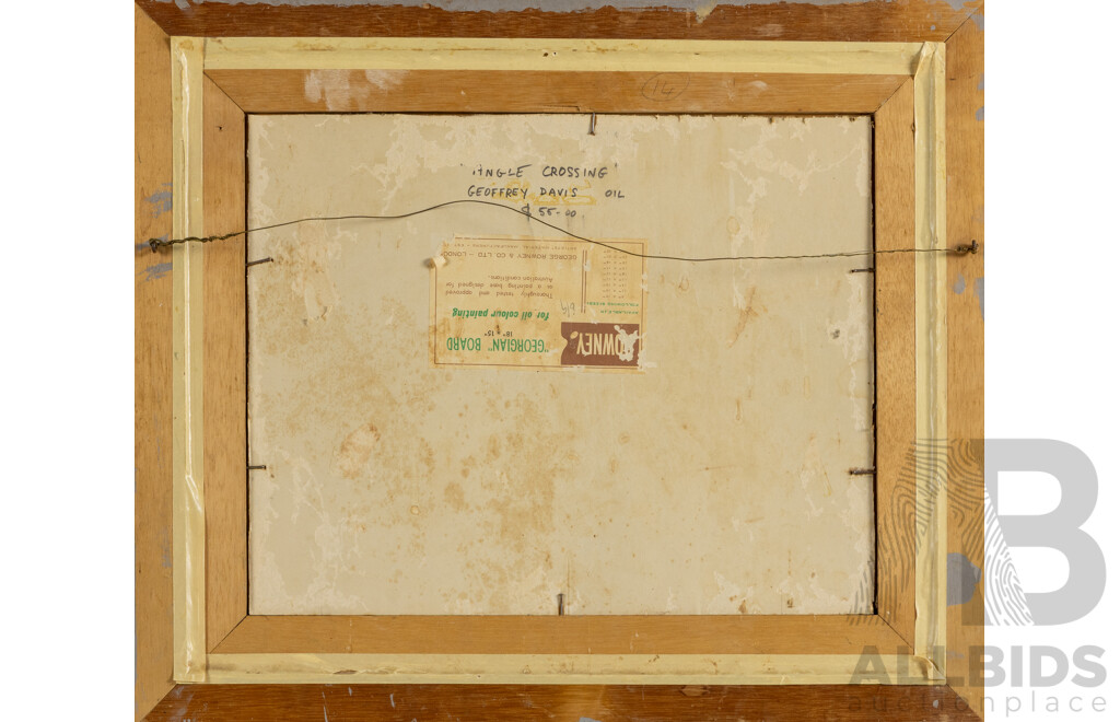 Geoffrey Davis, (20th Century, Australian, 1926-), Angle Crossing, Wonderful Original Vintage Oil on Georgian Canvas Board, 44 x 52 cm (frame)