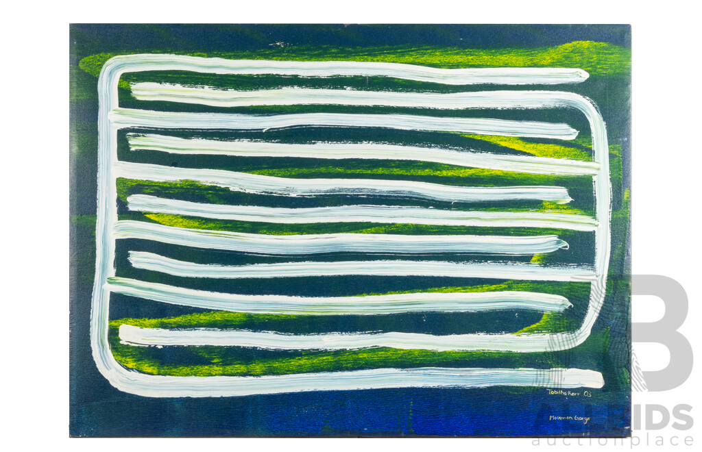 Tabitha Kerr (20th Century, Indigenous-Australian,1987-), All My Relations... Both Sides... in Mossman Gorge, (2003), Wonderful Original Acrylic on Canvas, 82 x 111 cm