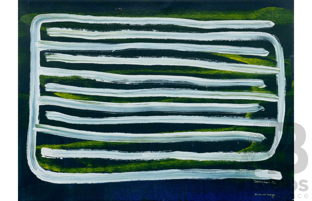 Tabitha Kerr (20th Century, Indigenous-Australian,1987-), All My Relations... Both Sides... in Mossman Gorge, (2003), Wonderful Original Acrylic on Canvas, 82 x 111 cm