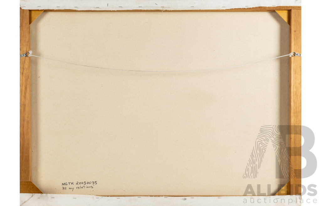 Tabitha Kerr (20th Century, Indigenous-Australian,1987-), All My Relations... Both Sides... in Mossman Gorge, (2003), Wonderful Original Acrylic on Canvas, 82 x 111 cm