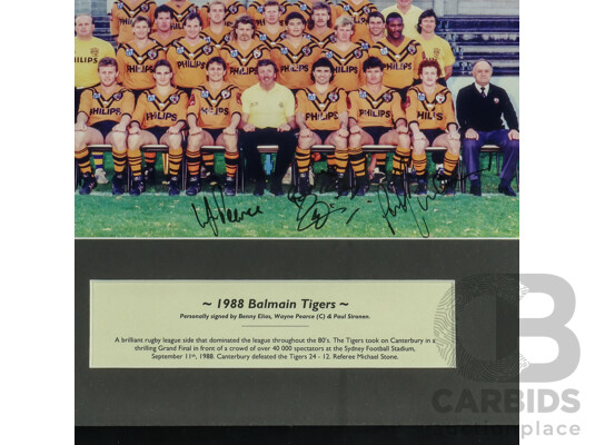 1661159 · Framed Signed Team Photo of the Balmain Tigers 1988