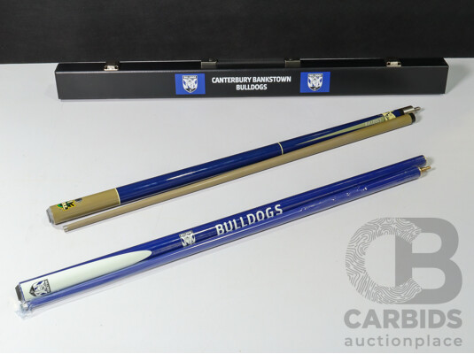 1661148 · Pair of Canterbury Bankstown Bulldogs Pool Cues
