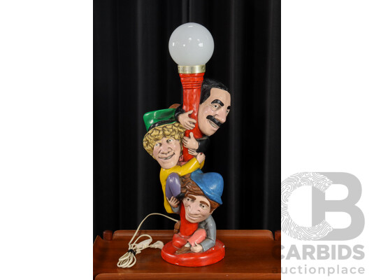 Hand Painted Ceramic Marx Brothers Table Lamp
