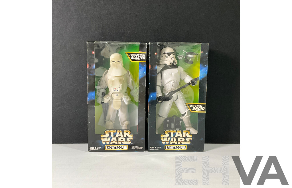 Pair of 1997 Star Wars Sand and Snow Trooper Figures in Original Packaging