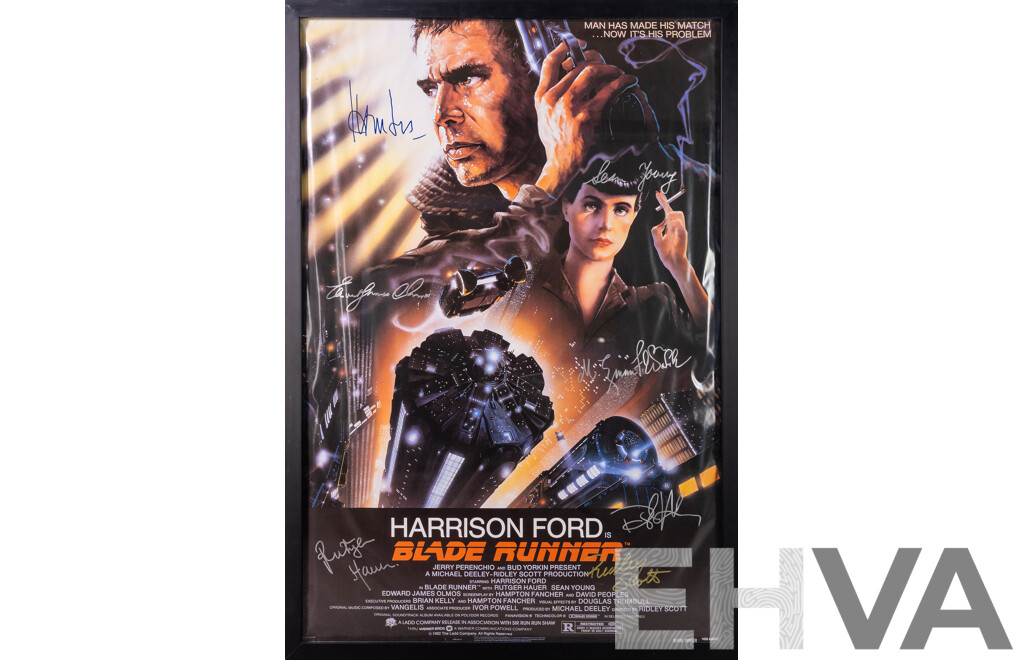 Framed Vintage Blade Runner Movie Poster with Signatures, 1982