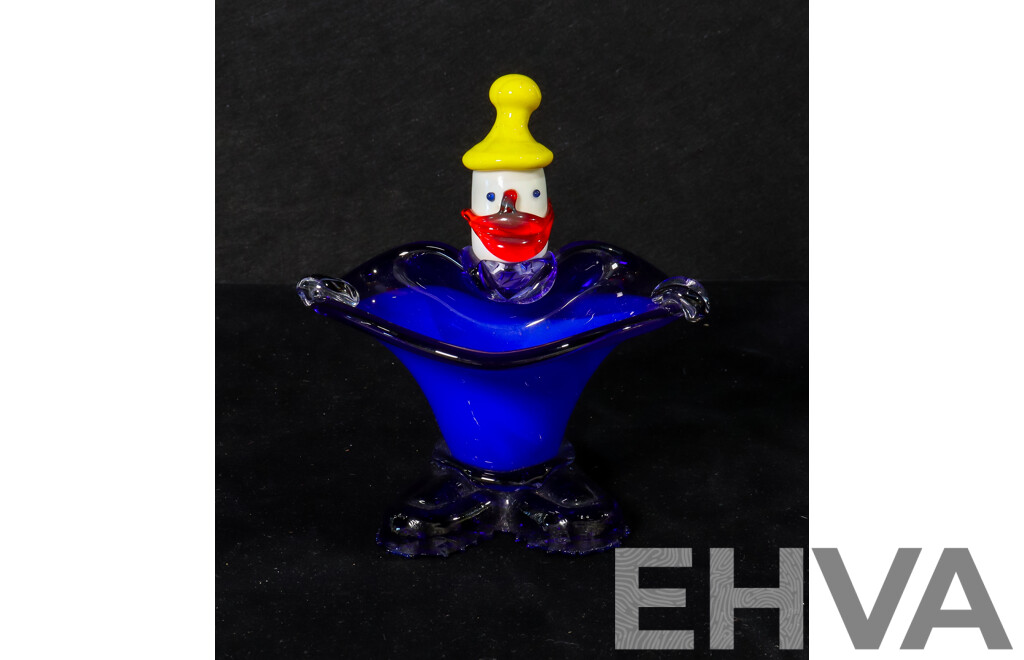Murano Glass Blue Clown Dish
