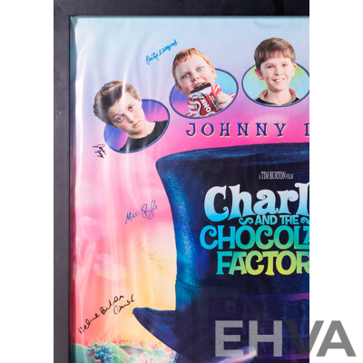 Framed Vintage Charlie and the Chocolate Factory Movie Poster with Signatures, 2005
