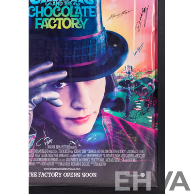 Framed Vintage Charlie and the Chocolate Factory Movie Poster with Signatures, 2005