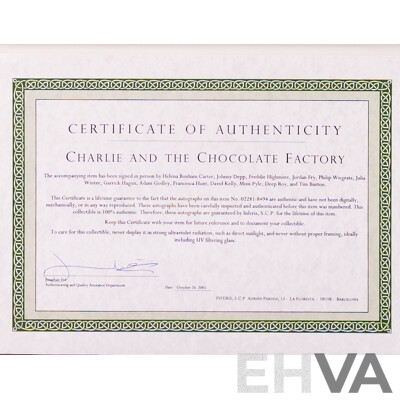 Framed Vintage Charlie and the Chocolate Factory Movie Poster with Signatures, 2005