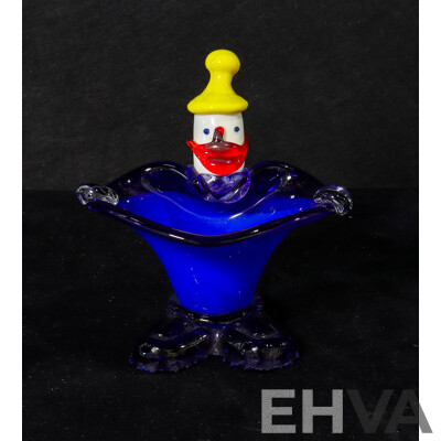 Murano Glass Blue Clown Dish