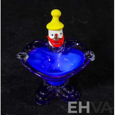 Murano Glass Blue Clown Dish