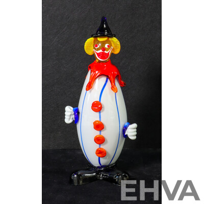 Murano Glass Blue/White Striped Clown