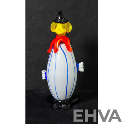 Murano Glass Blue/White Striped Clown