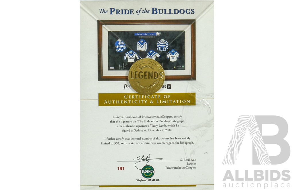 Framed Signed Canterbury Bankstown Bulldogs 'The Pride of the Bulldogs' Print
