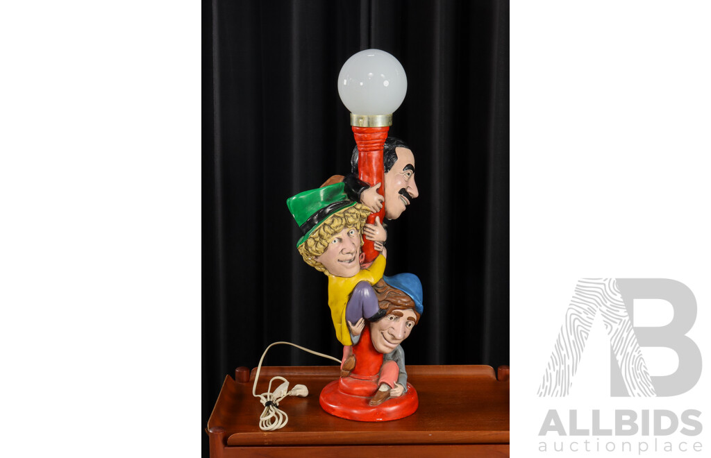 Hand Painted Ceramic Marx Brothers Table Lamp