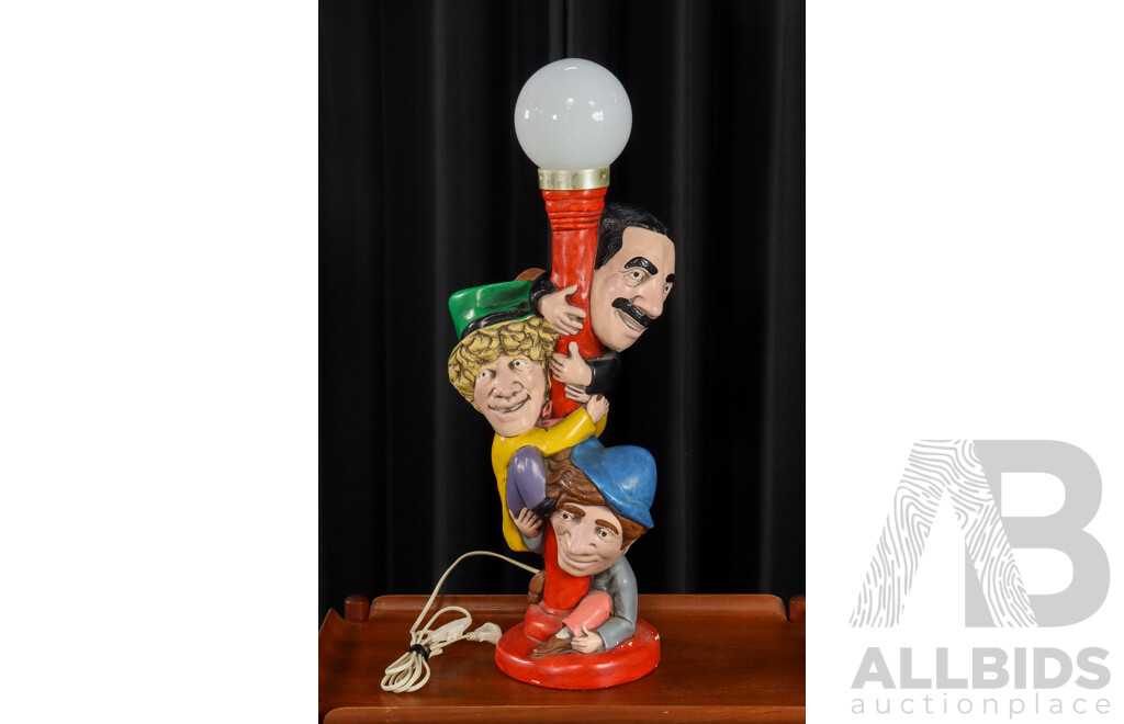 Hand Painted Ceramic Marx Brothers Table Lamp