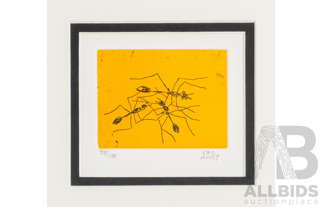 Pro Hart (20th Century, Australian, 1928-2006), Ant Study, Original Coloured Etching, 64H x 54W cm (frame)