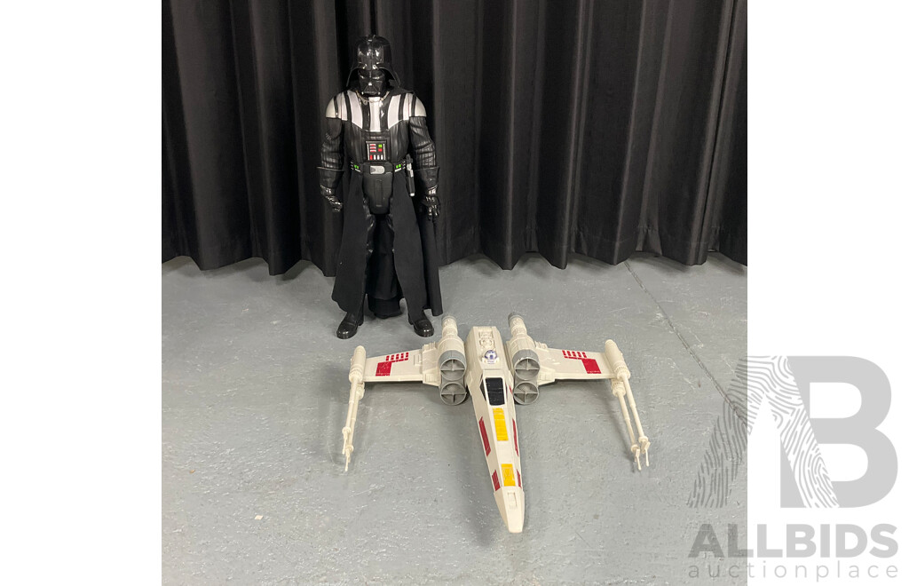 Pair of Large Star Wars Toys Including Hero Series X-wing Fighter and Darth Vader