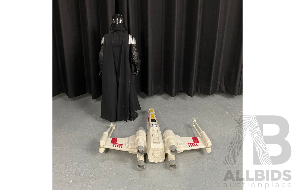 Pair of Large Star Wars Toys Including Hero Series X-wing Fighter and Darth Vader