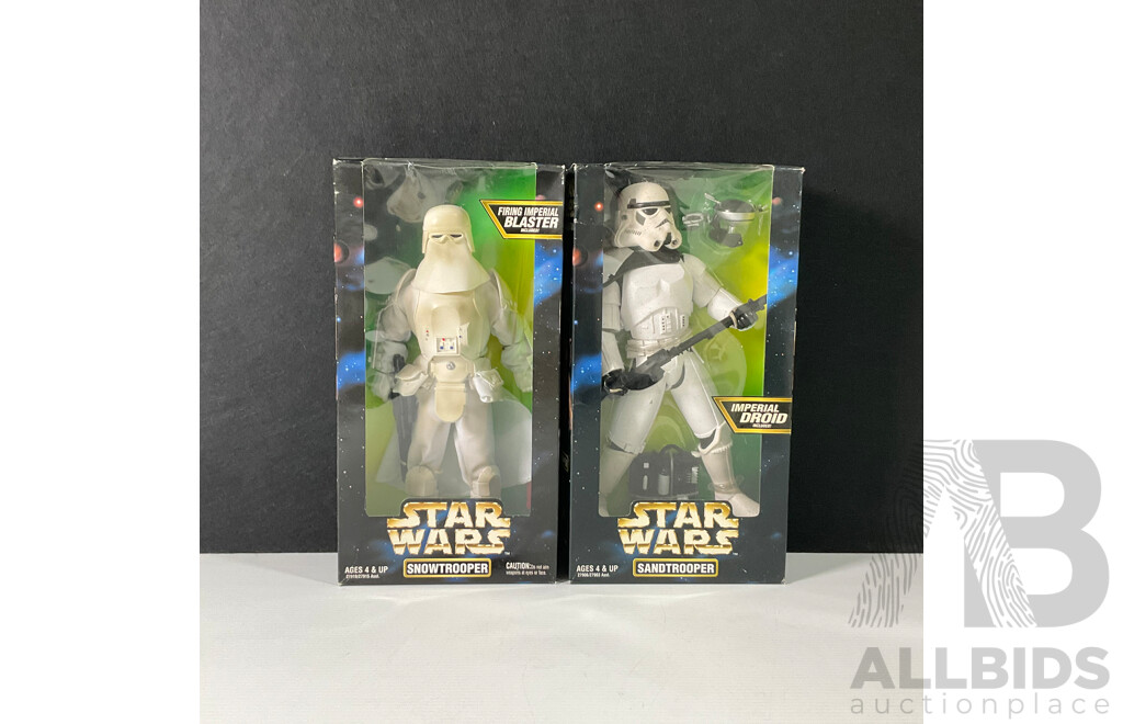 Pair of 1997 Star Wars Sand and Snow Trooper Figures in Original Packaging