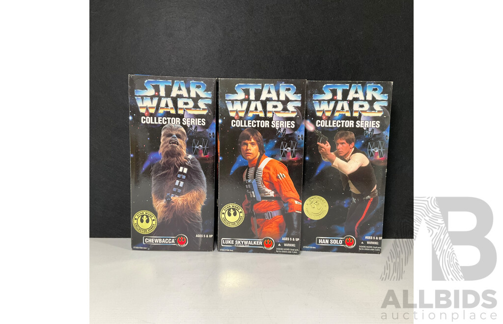 Collection of Three Collector Series 1996 Star Wars Figures in Original Packaging