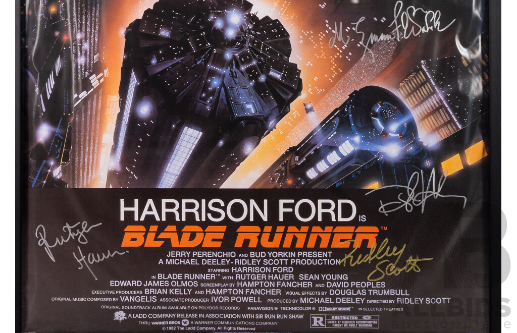 Framed Vintage Blade Runner Movie Poster with Signatures, 1982