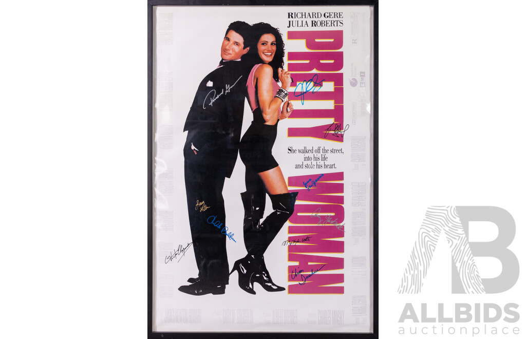 Framed Vintage Pretty Woman Movie Poster with Signatures