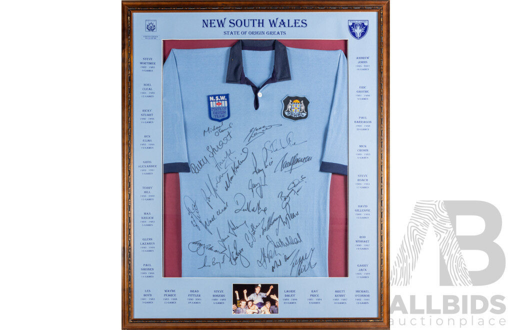 NSW State of Origin Greats Hand Signed Jersey - Fittler, Johns, Daley & More (Ltd Ed 500)