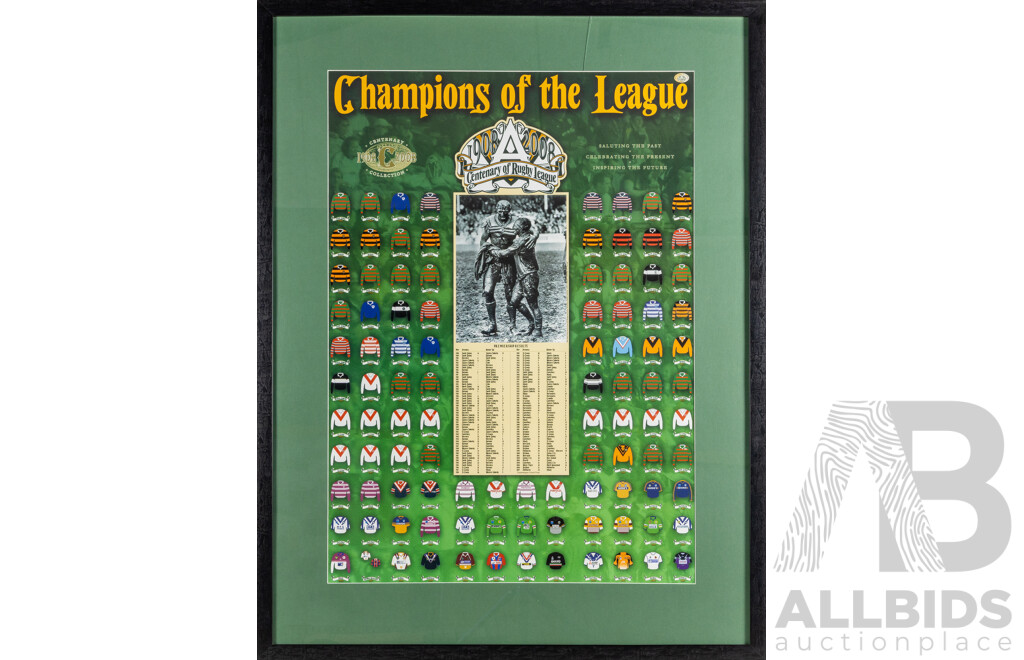 Framed Centenary of League Champions of the League 1908-2008 Poster