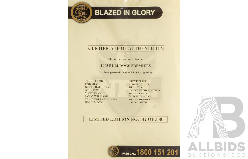 Framed Canterbury Bankstown 1995 Premiers Team Jersey