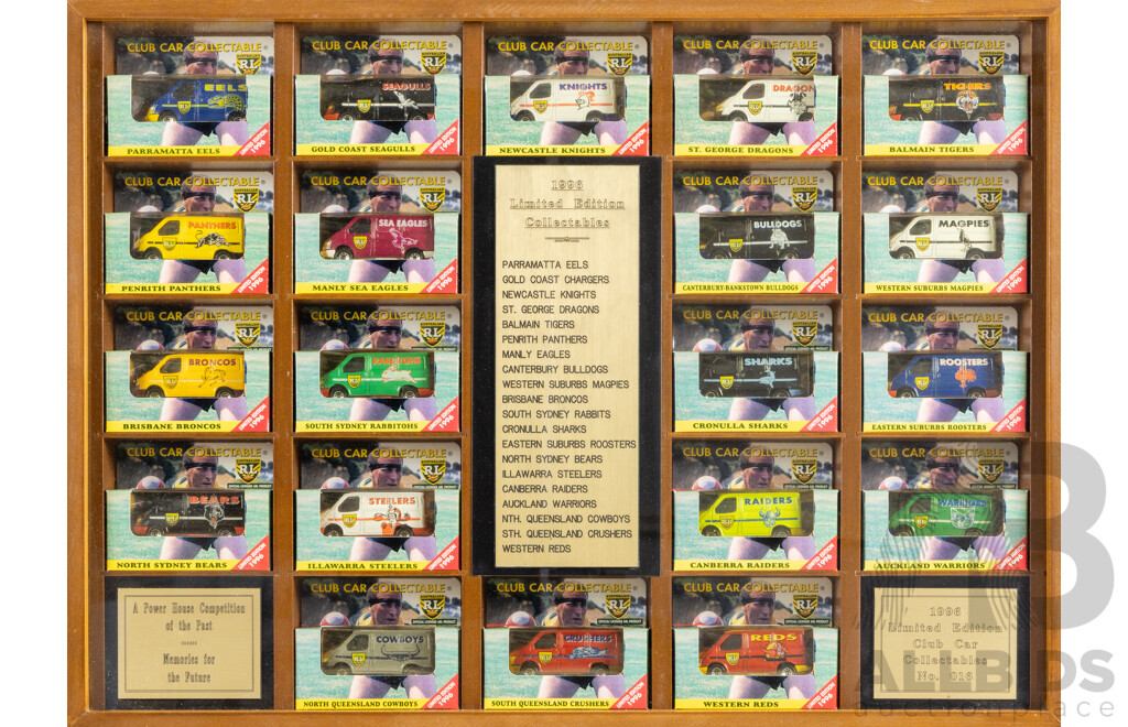 Collection of Mounted NSWRL Themed Model Cars by Power House Competition