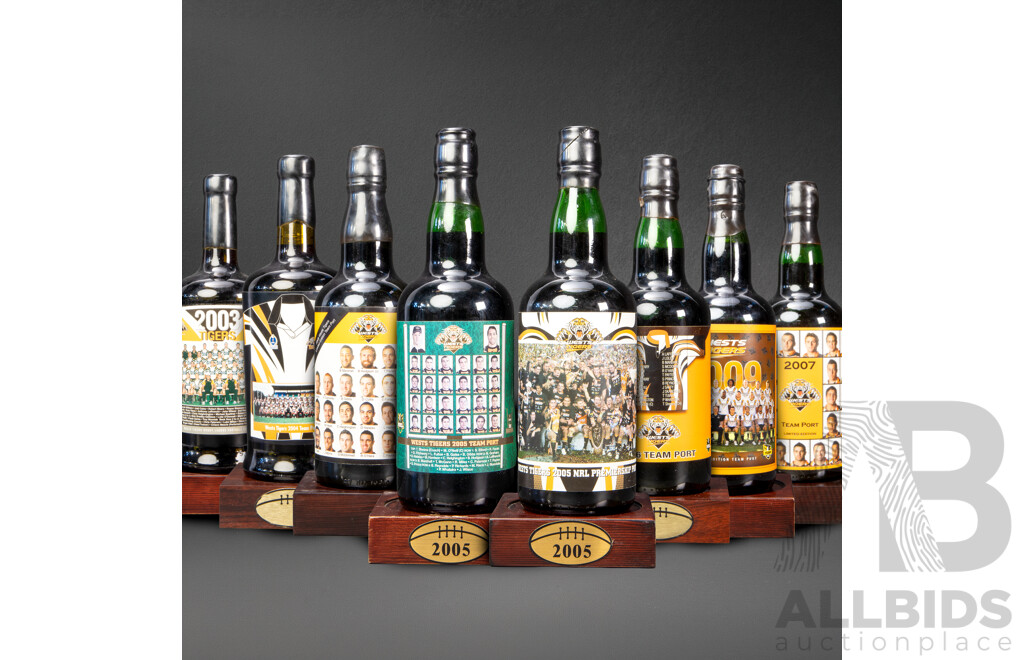 Collection of Eight West Tigers Themed Ports