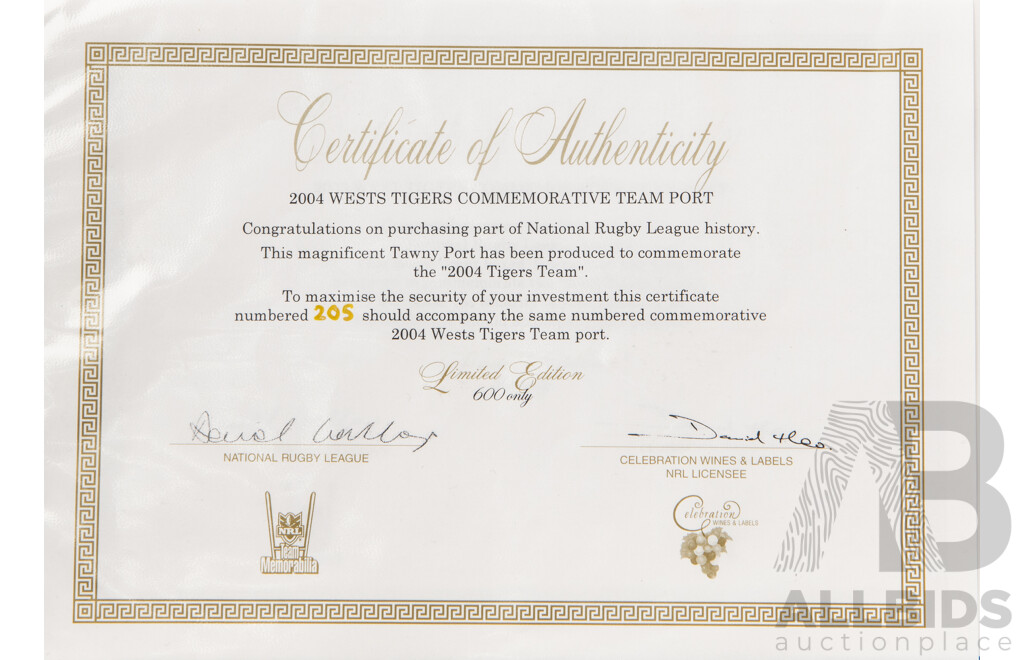 Collection of Eight West Tigers Themed Ports