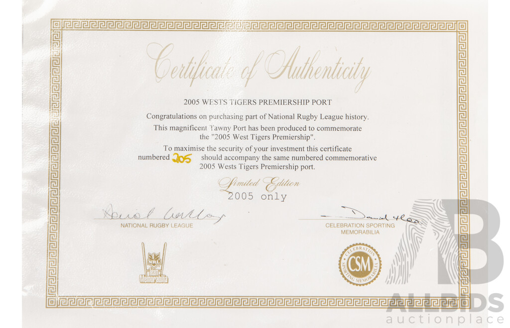 Collection of Eight West Tigers Themed Ports