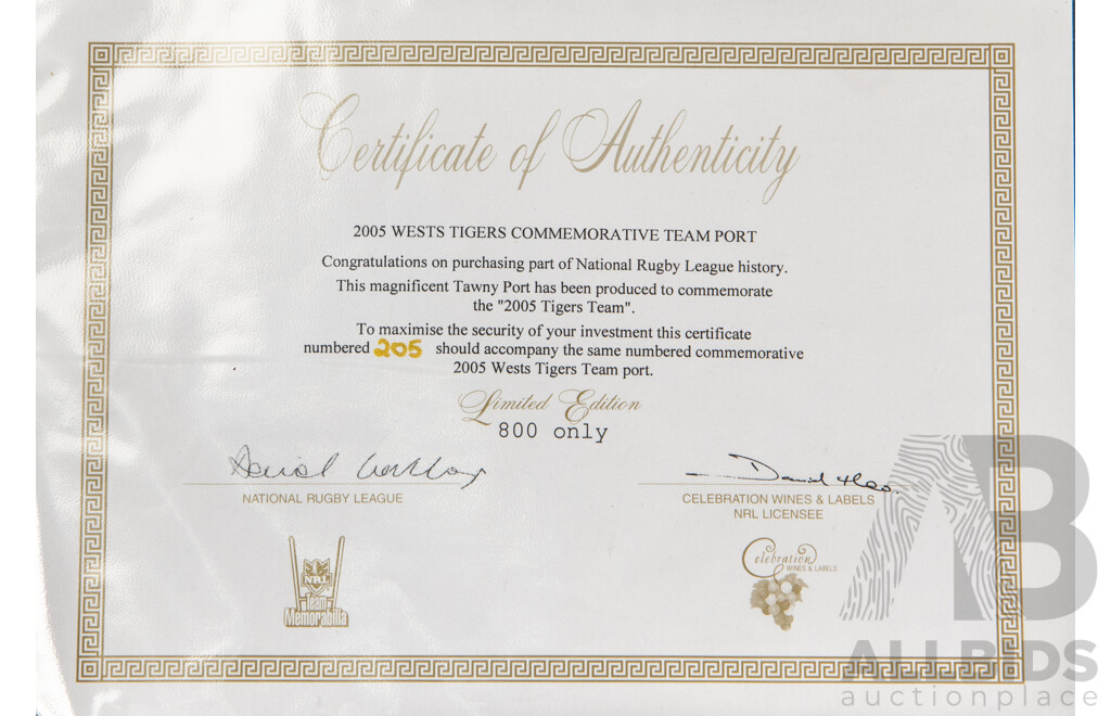 Collection of Eight West Tigers Themed Ports