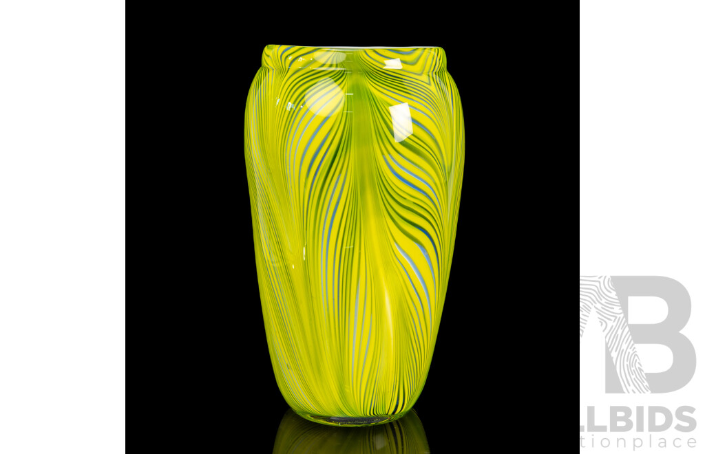 Large Cyan Design Glass Vase by Castellani