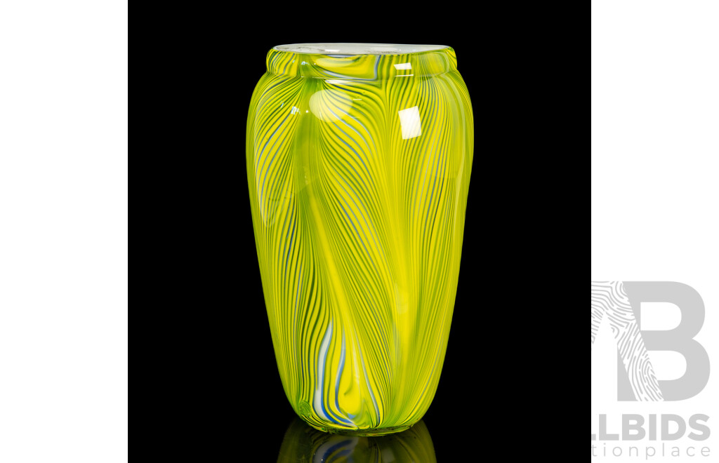 Large Cyan Design Glass Vase by Castellani