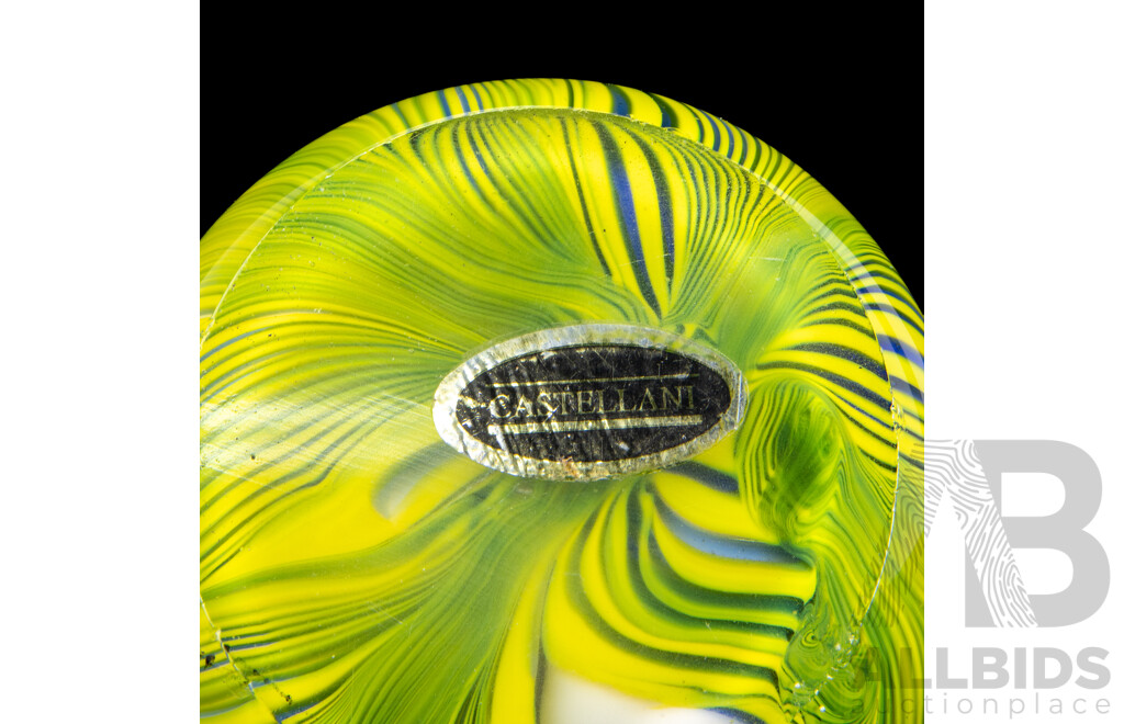 Large Cyan Design Glass Vase by Castellani