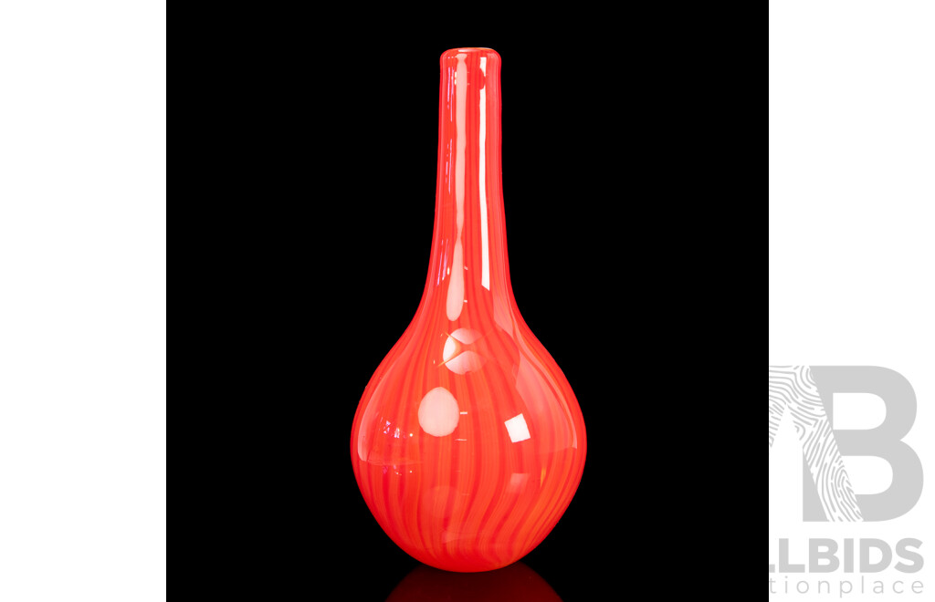 Large Poppy Red Glass Vase by Castellani