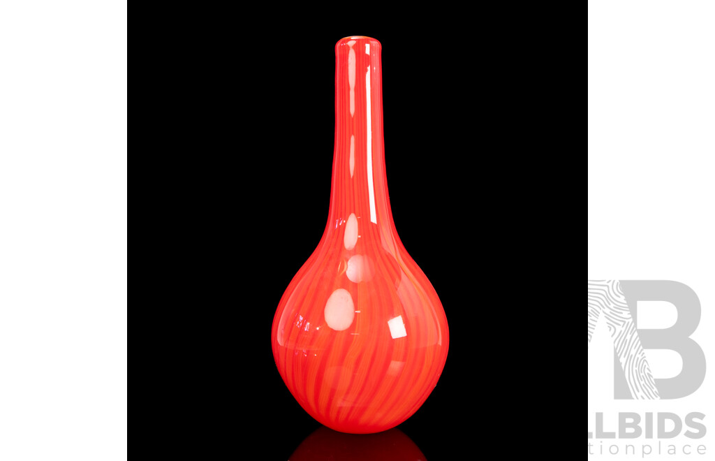 Large Poppy Red Glass Vase by Castellani