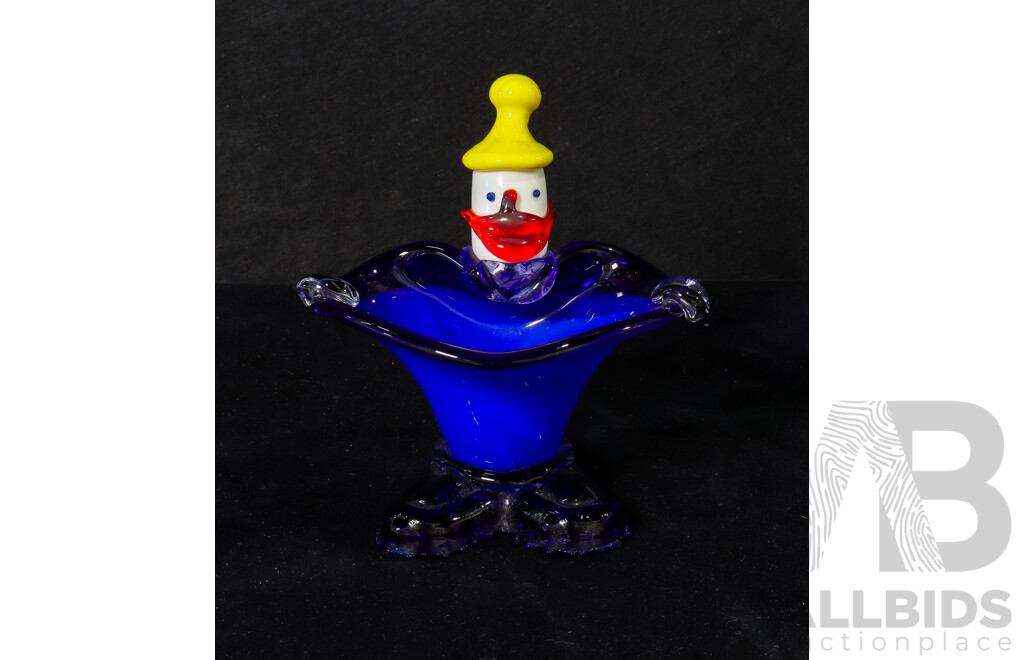 Murano Glass Blue Clown Dish