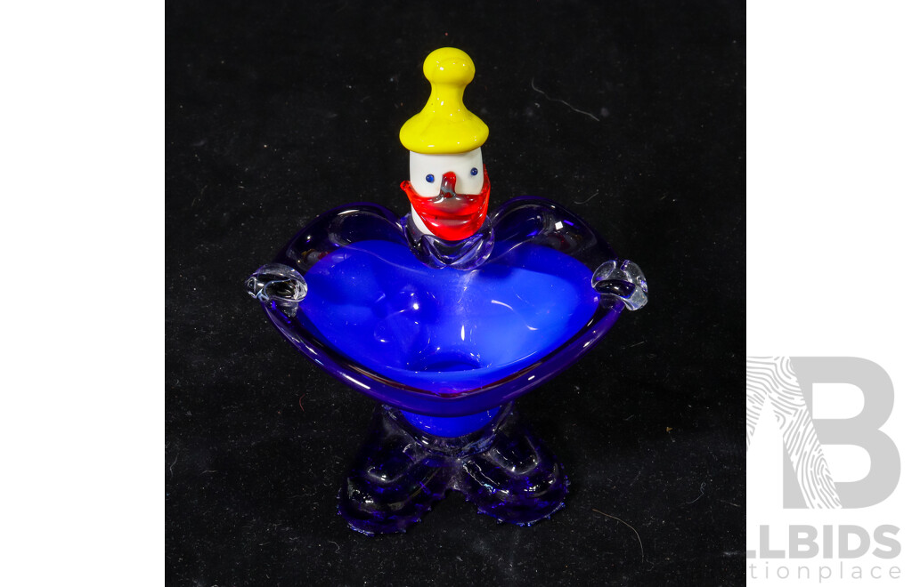 Murano Glass Blue Clown Dish