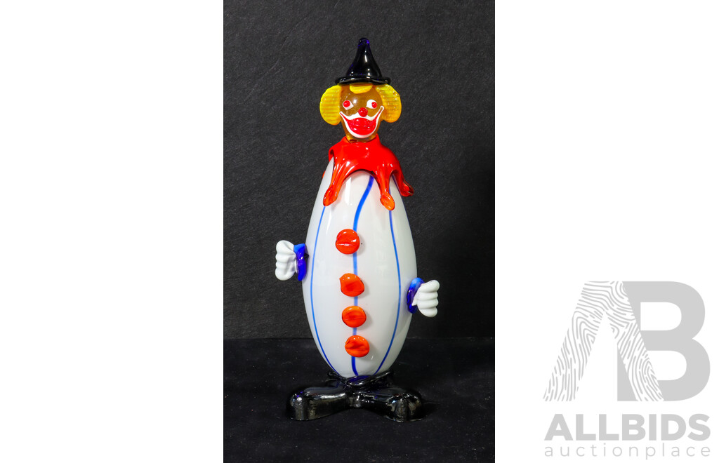 Murano Glass Blue/White Striped Clown