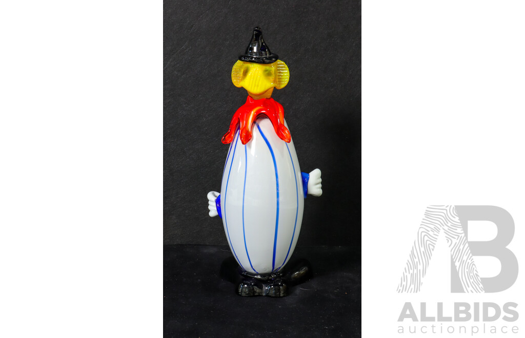 Murano Glass Blue/White Striped Clown