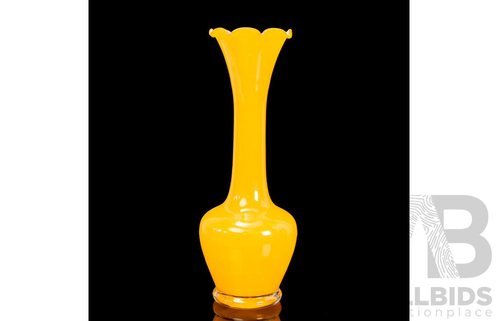 Pair of Brightly Coloured Glass Stem Vases