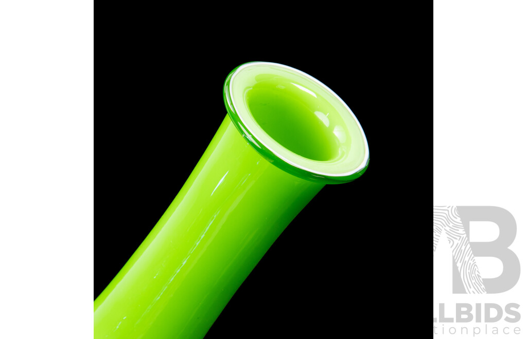 Pair of Brightly Coloured Glass Stem Vases