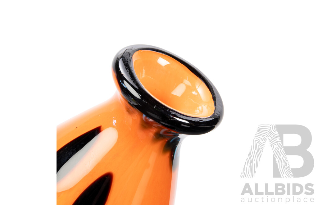 Hand-Blown Orange Castellani Art Glass Vase