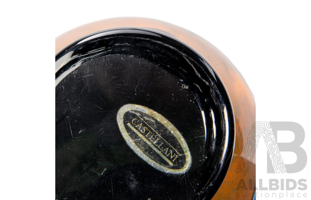 Hand-Blown Orange Castellani Art Glass Vase